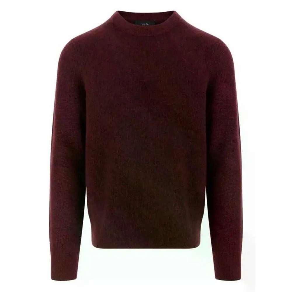 Vince Men's 100% Cashmere Crew Neck Sweater Large Burgundy Wine Maroon Luxury